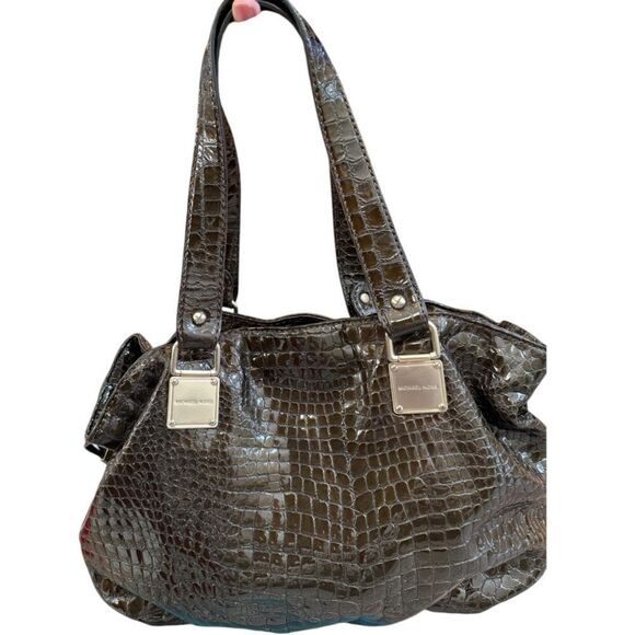 Michael Kors Brown Croc-Embossed Hobo Bag - Picture 5 of 14